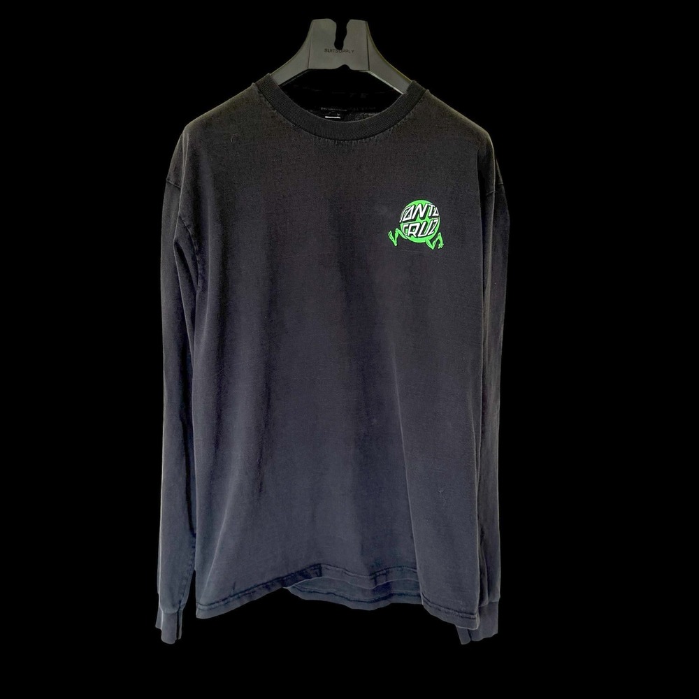 Vintage 90's Santa Cruz Long Sleeve T-Shirt Black Psychedelic Mushroom Skate L